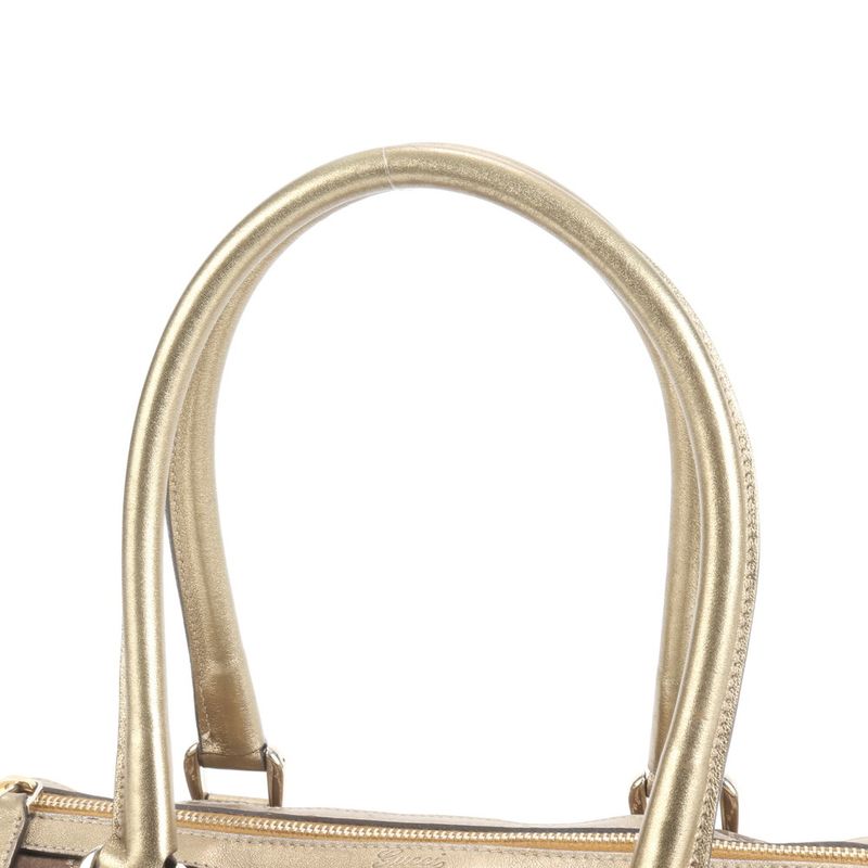 Gucci GG Canvas Mini Boston 130942 Leather Tote Bag Shoulder Hand Brown Women's