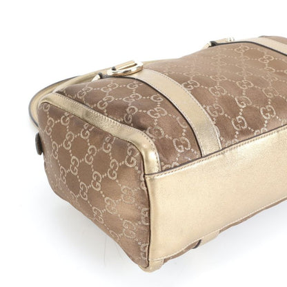 Gucci GG Canvas Mini Boston 130942 Leather Tote Bag Shoulder Hand Brown Women's