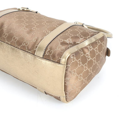 Gucci GG Canvas Mini Boston 130942 Leather Tote Bag Shoulder Hand Brown Women's