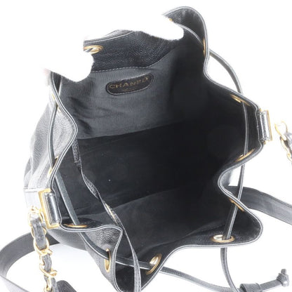 Chanel Triple Coco Drawstring With Serial Seal Caviar Skin Leather Shoulder Bag