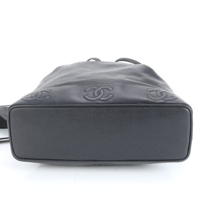 Chanel Triple Coco Drawstring With Serial Seal Caviar Skin Leather Shoulder Bag