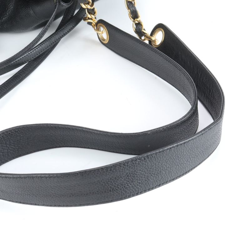 Chanel Triple Coco Drawstring With Serial Seal Caviar Skin Leather Shoulder Bag