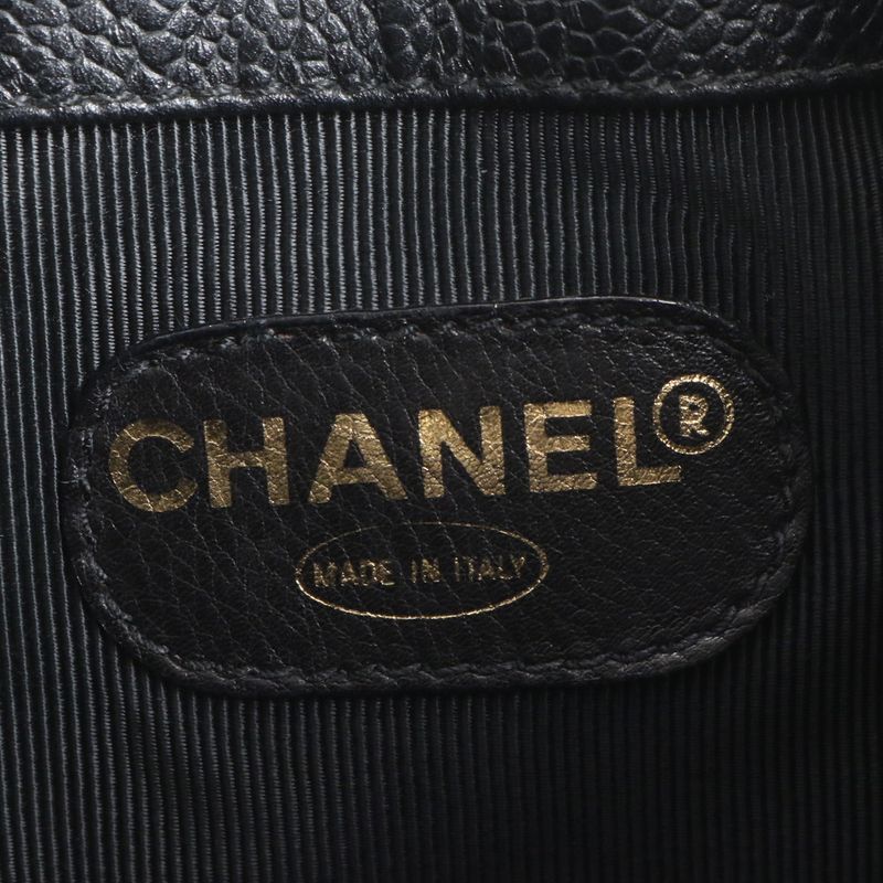 Chanel Triple Coco Drawstring With Serial Seal Caviar Skin Leather Shoulder Bag