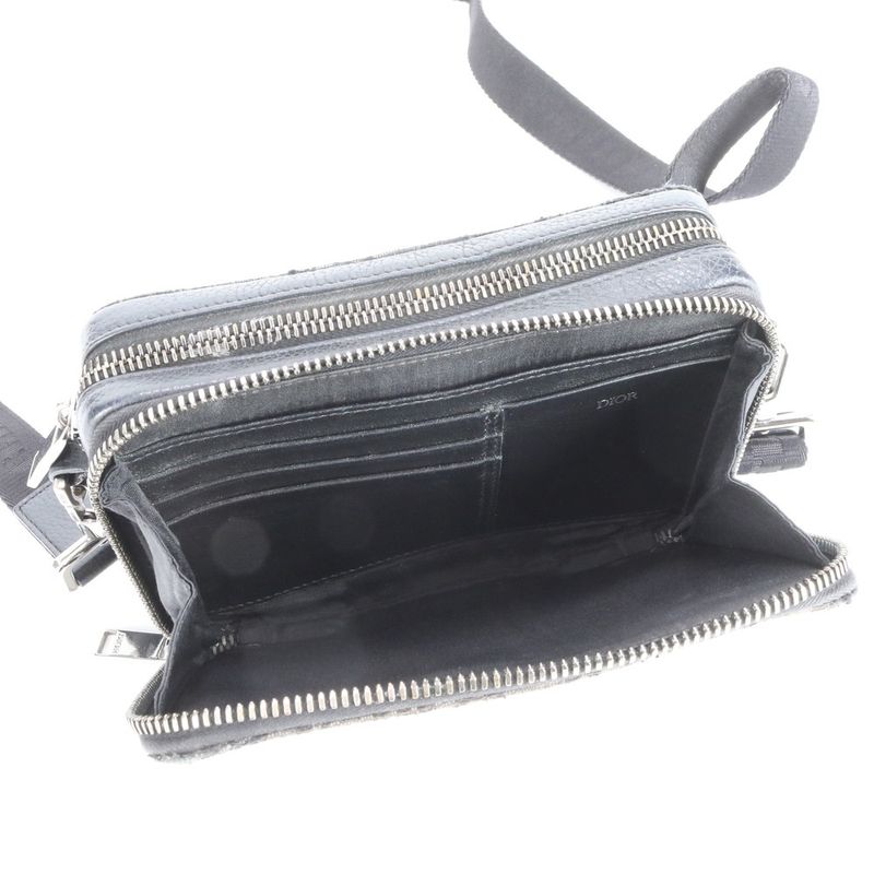 Dior Oblique Leather Shoulder Bag Crossbody Messenger Business Commuter Black