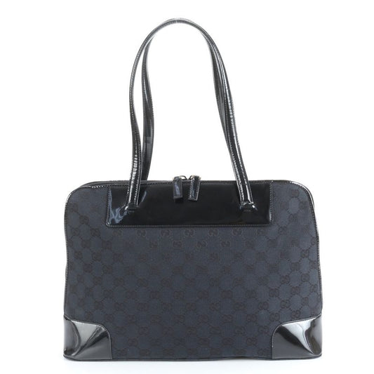 Gucci GG Canvas Leather Tote Bag Shoulder Black 002-1122 Women's ERE Cx24-9