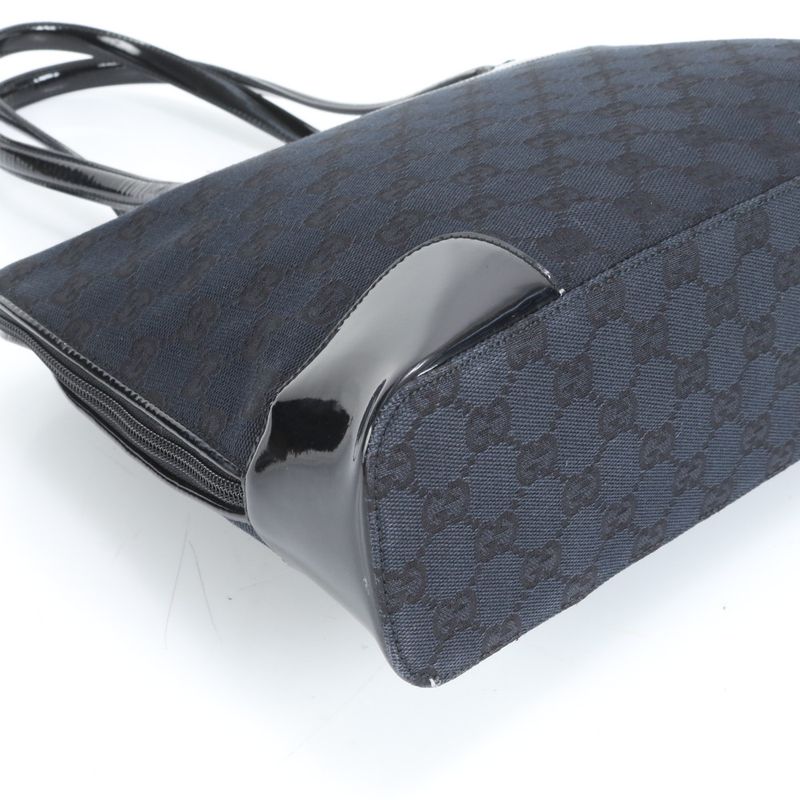 Gucci GG Canvas Leather Tote Bag Shoulder Black 002-1122 Women's ERE Cx24-9