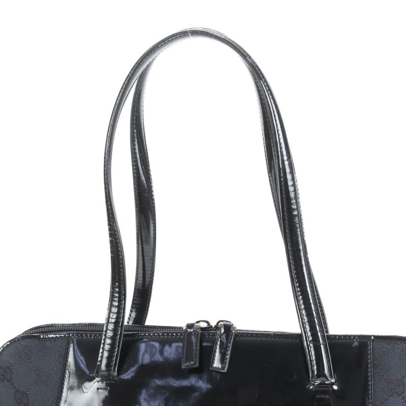 Gucci GG Canvas Leather Tote Bag Shoulder Black 002-1122 Women's ERE Cx24-9