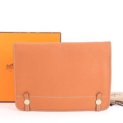 Hermes ○Z Engraved Dogon Leather Second Bag Clutch Pouch Commuter Business