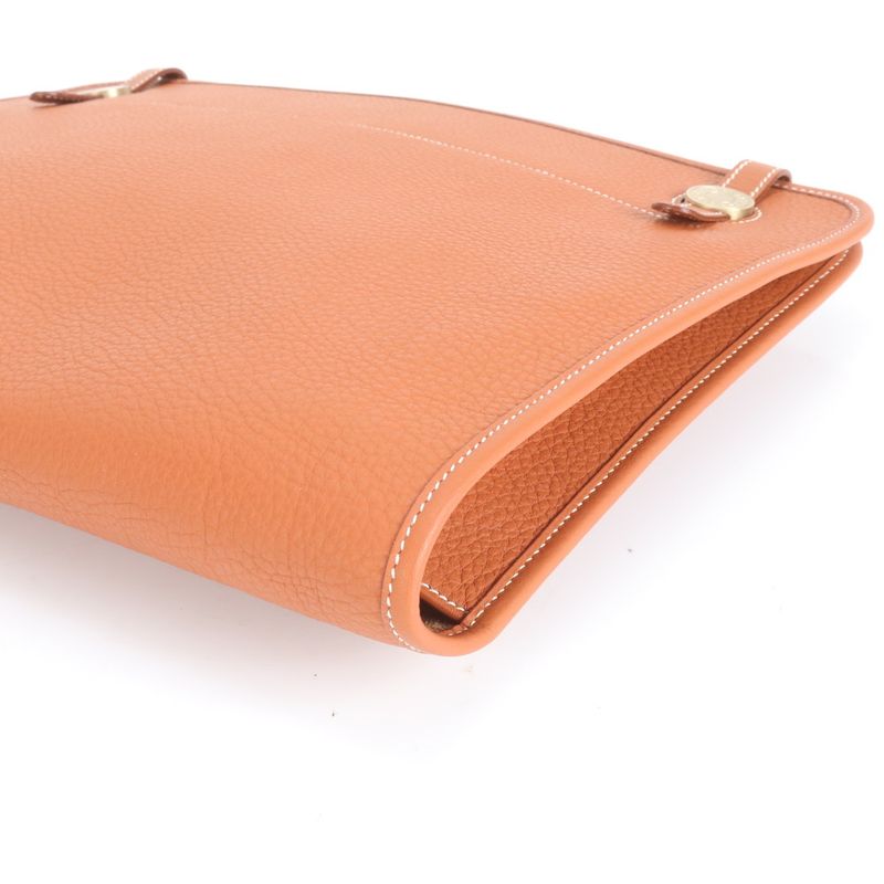 Hermes ○Z Engraved Dogon Leather Second Bag Clutch Pouch Commuter Business