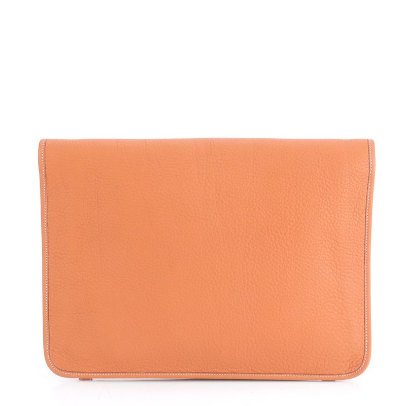 Hermes ○Z Engraved Dogon Leather Second Bag Clutch Pouch Commuter Business