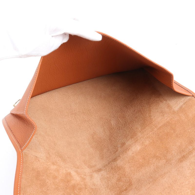 Hermes ○Z Engraved Dogon Leather Second Bag Clutch Pouch Commuter Business