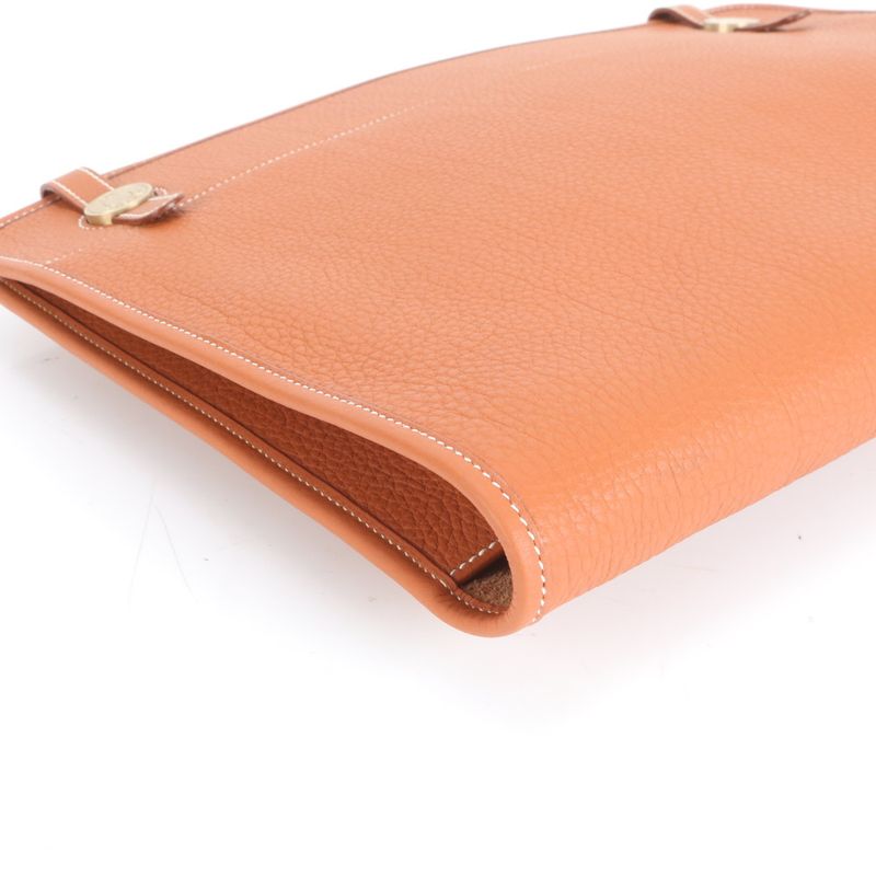 Hermes ○Z Engraved Dogon Leather Second Bag Clutch Pouch Commuter Business