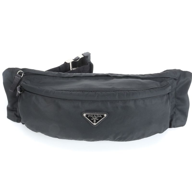 Prada Tessuto Nylon Triangle Logo Body Bag Crossbody Body Waist Pouch Men ERE