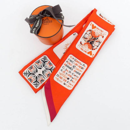 Hermes Twili-trump Orange Multicolor- Silk Scarf Accessory