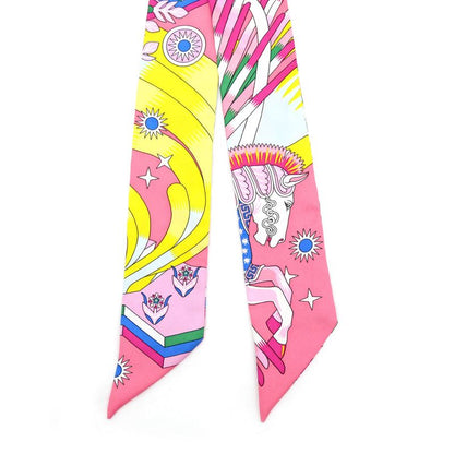 Hermes Twili - Source Of Pegasus Pink Multicolor - Yellow - Silk Scarf