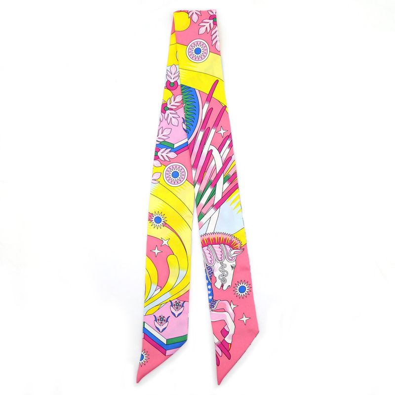 Hermes Twili - Source Of Pegasus Pink Multicolor - Yellow - Silk Scarf