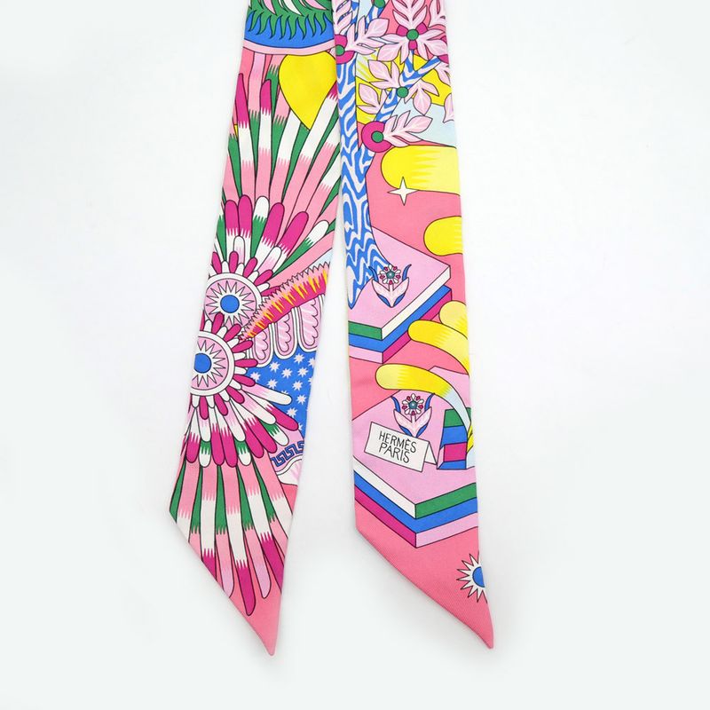 Hermes Twili - Source Of Pegasus Pink Multicolor - Yellow - Silk Scarf