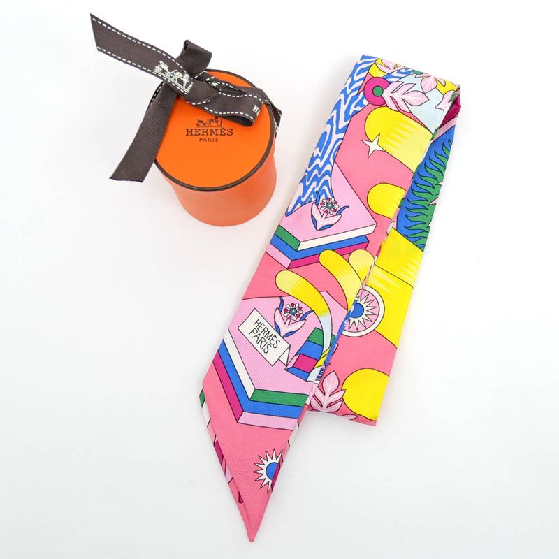 Hermes Twili - Source Of Pegasus Pink Multicolor - Yellow - Silk Scarf