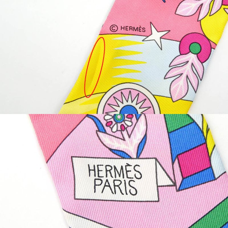 Hermes Twili - Source Of Pegasus Pink Multicolor - Yellow - Silk Scarf