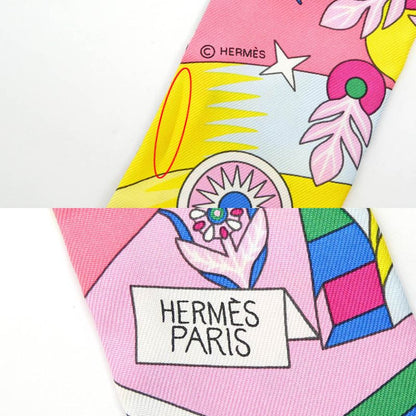 Hermes Twili - Source Of Pegasus Pink Multicolor - Yellow - Silk Scarf