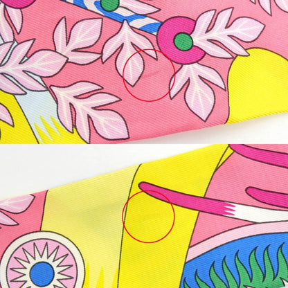 Hermes Twili - Source Of Pegasus Pink Multicolor - Yellow - Silk Scarf