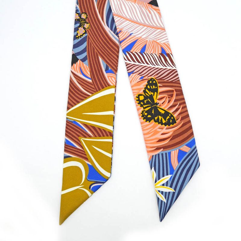 Hermes Twili-jaga-quetzal Multicolor-blue-orange Black Silk Scarf