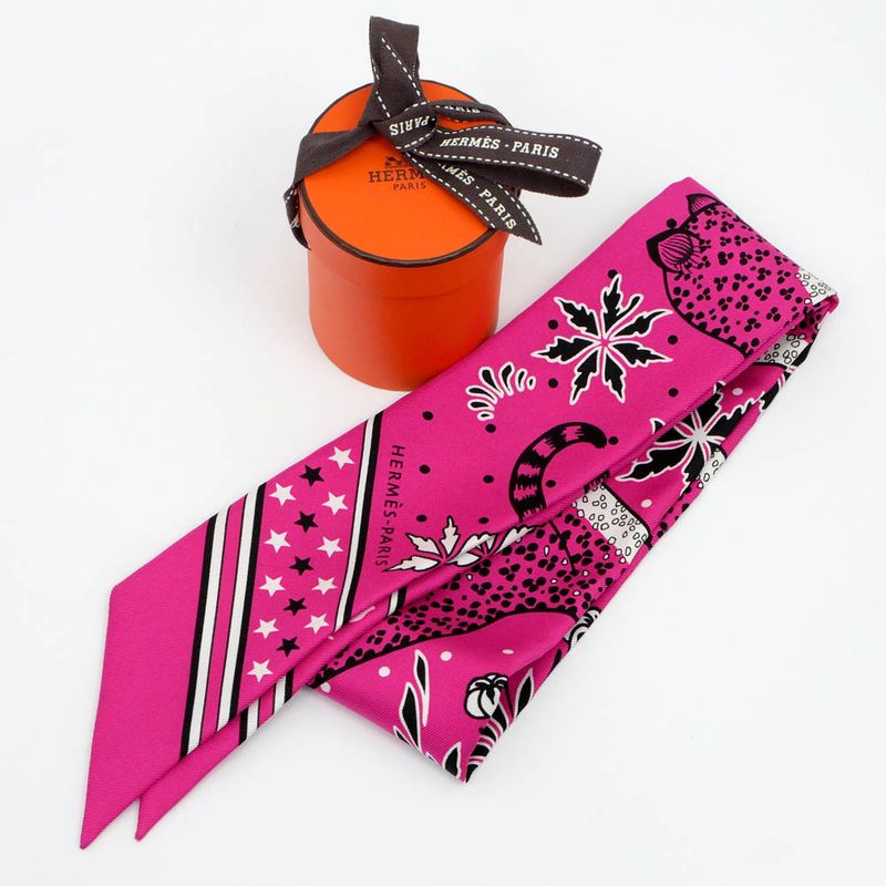 Hermes Twilly-dance Pacific Pink Multicolor-silk Scarf Accessory