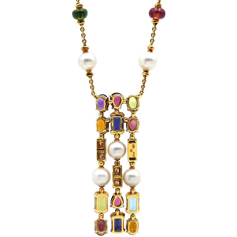 Bvlgari Bvlgari Necklace Allegra Multicolor 18k Yellow Gold Diamond Pearl