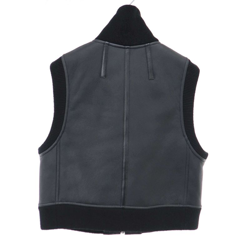 Hermes 23aw Lambskin Reversible Mouton Vest 3h1231d5 Black 36