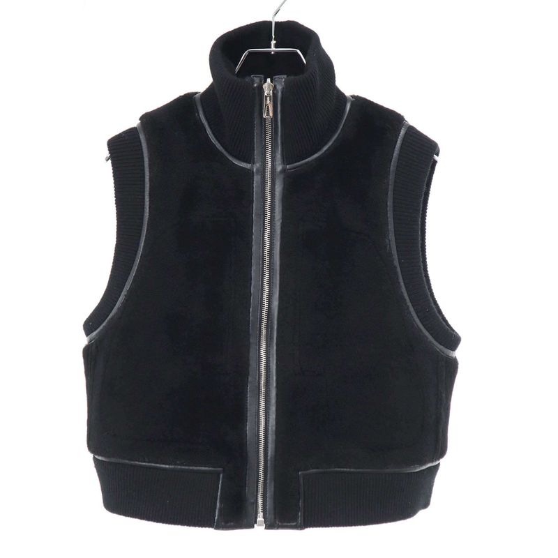 Hermes 23aw Lambskin Reversible Mouton Vest 3h1231d5 Black 36