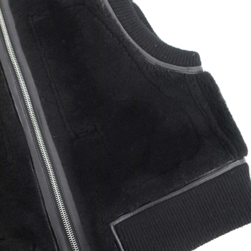 Hermes 23aw Lambskin Reversible Mouton Vest 3h1231d5 Black 36