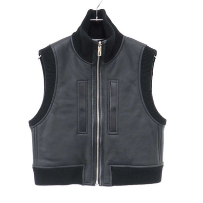 Hermes 23aw Lambskin Reversible Mouton Vest 3h1231d5 Black 36