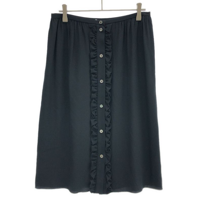 Celine Ruffle Silk Skirt 22039 0089 Black 38