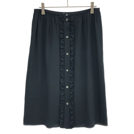 Celine Ruffle Silk Skirt 22039 0089 Black 38