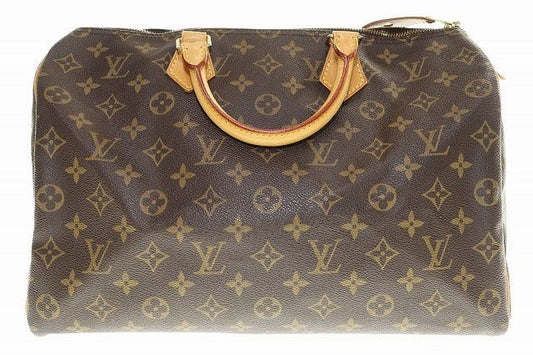 Louis Vuitton Speedy -35 Monogram Canvas Handbag Boston Padlock Brown [brand