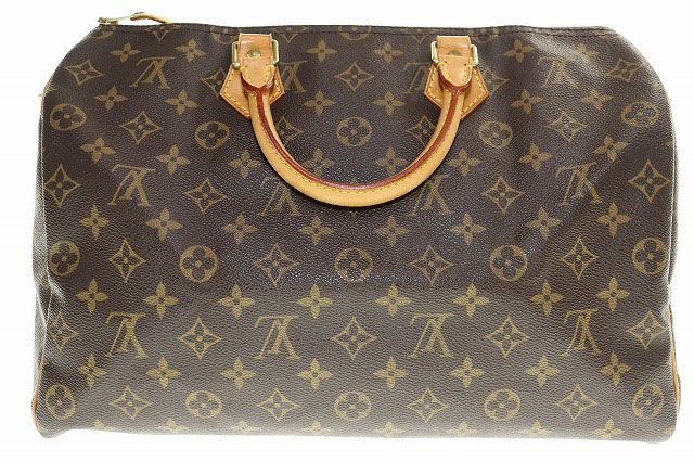 Louis Vuitton Speedy -35 Monogram Canvas Handbag Boston Padlock Brown [brand