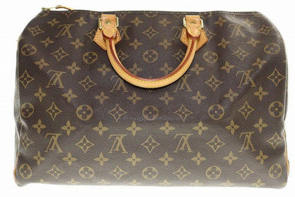 Louis Vuitton Speedy -35 Monogram Canvas Handbag Boston Padlock Brown [brand