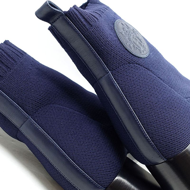 Hermes Shoes Boots Volver 60 Exlibris 37 1 2 Notation Navy Knit Cuff