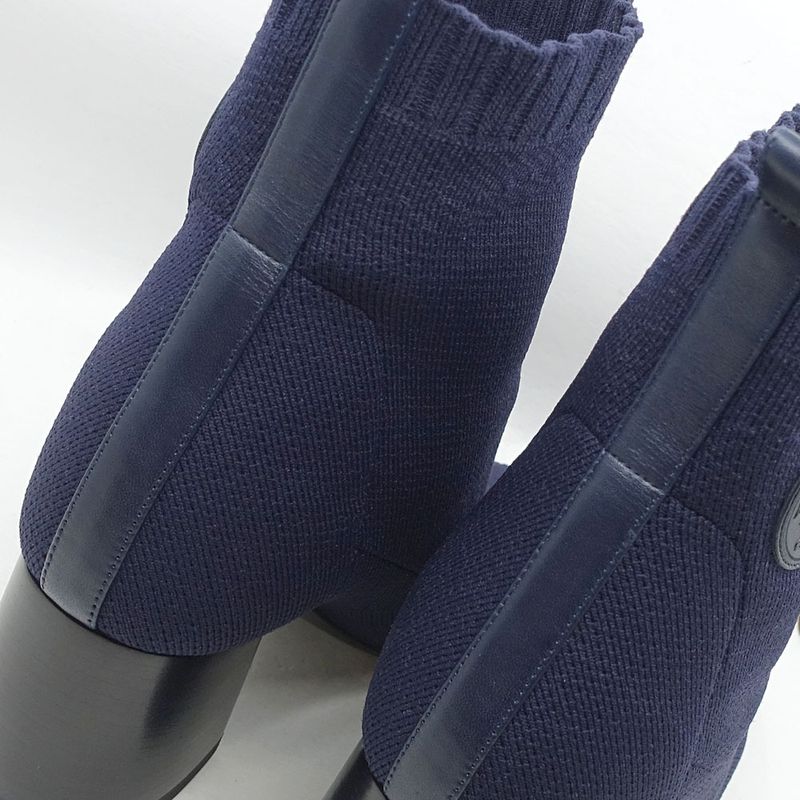 Hermes Shoes Boots Volver 60 Exlibris 37 1 2 Notation Navy Knit Cuff