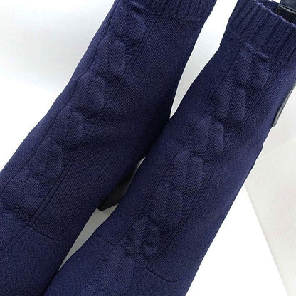 Hermes Shoes Boots Volver 60 Exlibris 37 1 2 Notation Navy Knit Cuff