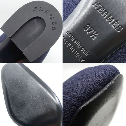 Hermes Shoes Boots Volver 60 Exlibris 37 1 2 Notation Navy Knit Cuff
