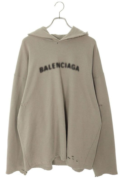 Balenciaga 21AW 661711 Tkvd6 Damaged Spray Logo Print Hoodie Men's S