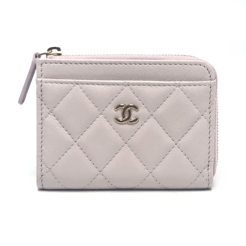 Chanel Card Case Fragment Case Caviar Skin Soft Purple
