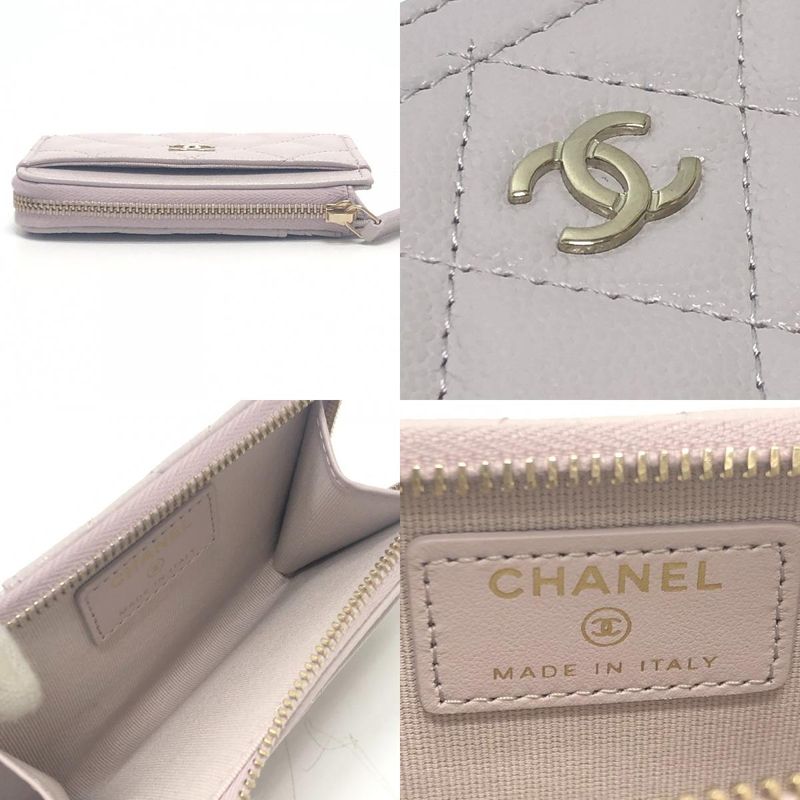 Chanel Card Case Fragment Case Caviar Skin Soft Purple