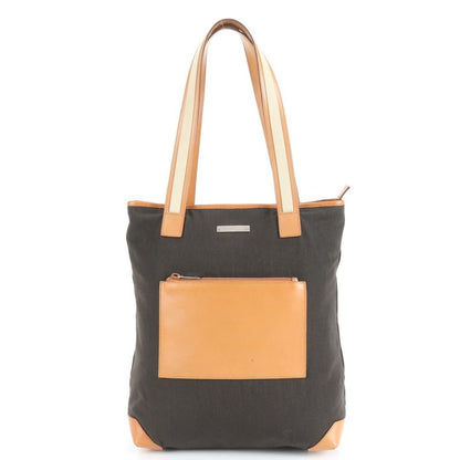 Gucci Leather Tote Bag Shoulder Black Brown 019-0457 Silver Hardware A4 Ladies