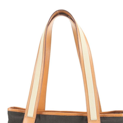 Gucci Leather Tote Bag Shoulder Black Brown 019-0457 Silver Hardware A4 Ladies