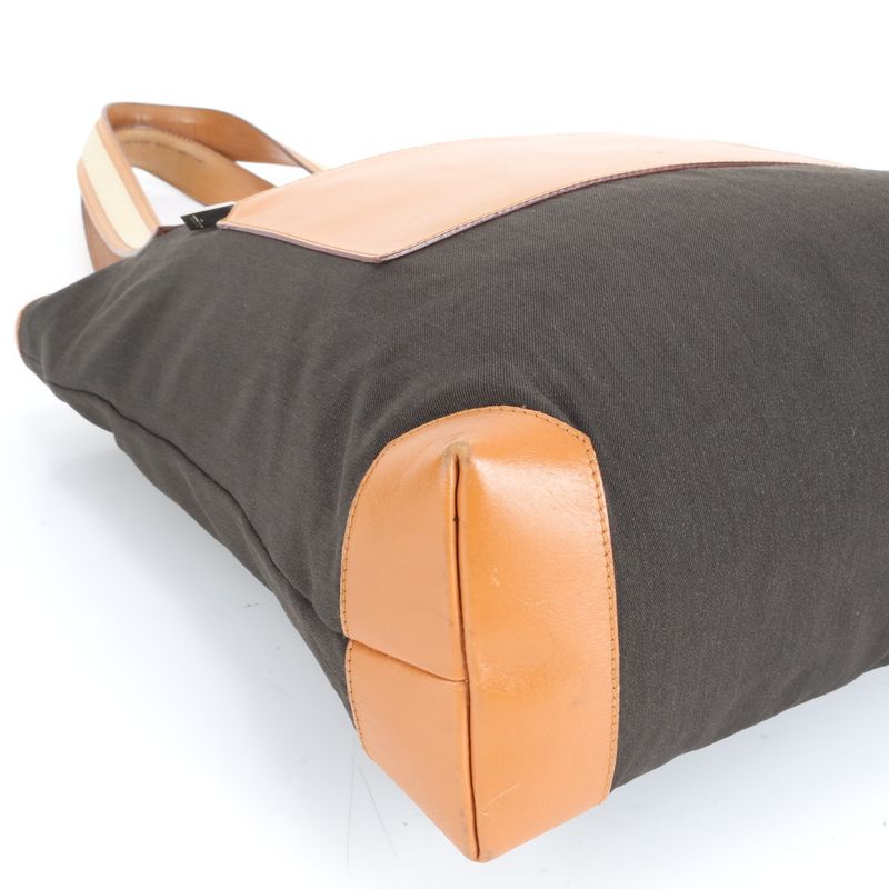 Gucci Leather Tote Bag Shoulder Black Brown 019-0457 Silver Hardware A4 Ladies