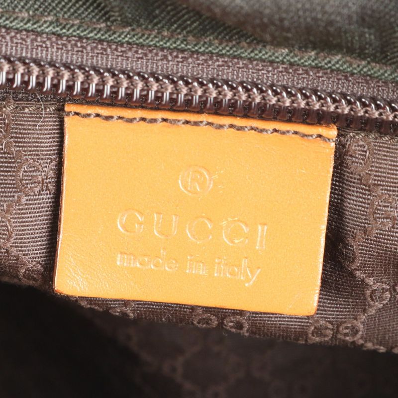 Gucci Leather Tote Bag Shoulder Black Brown 019-0457 Silver Hardware A4 Ladies