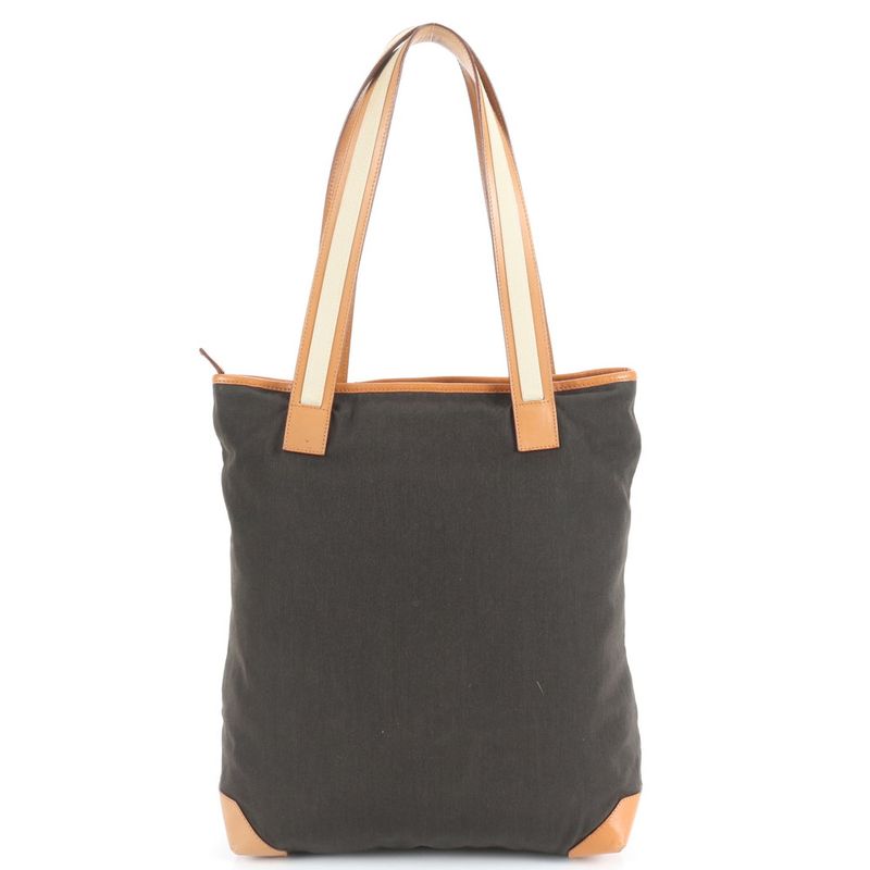 Gucci Leather Tote Bag Shoulder Black Brown 019-0457 Silver Hardware A4 Ladies