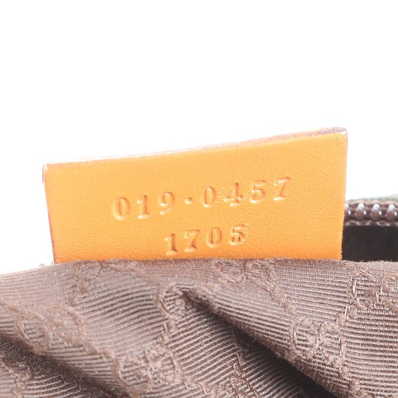 Gucci Leather Tote Bag Shoulder Black Brown 019-0457 Silver Hardware A4 Ladies